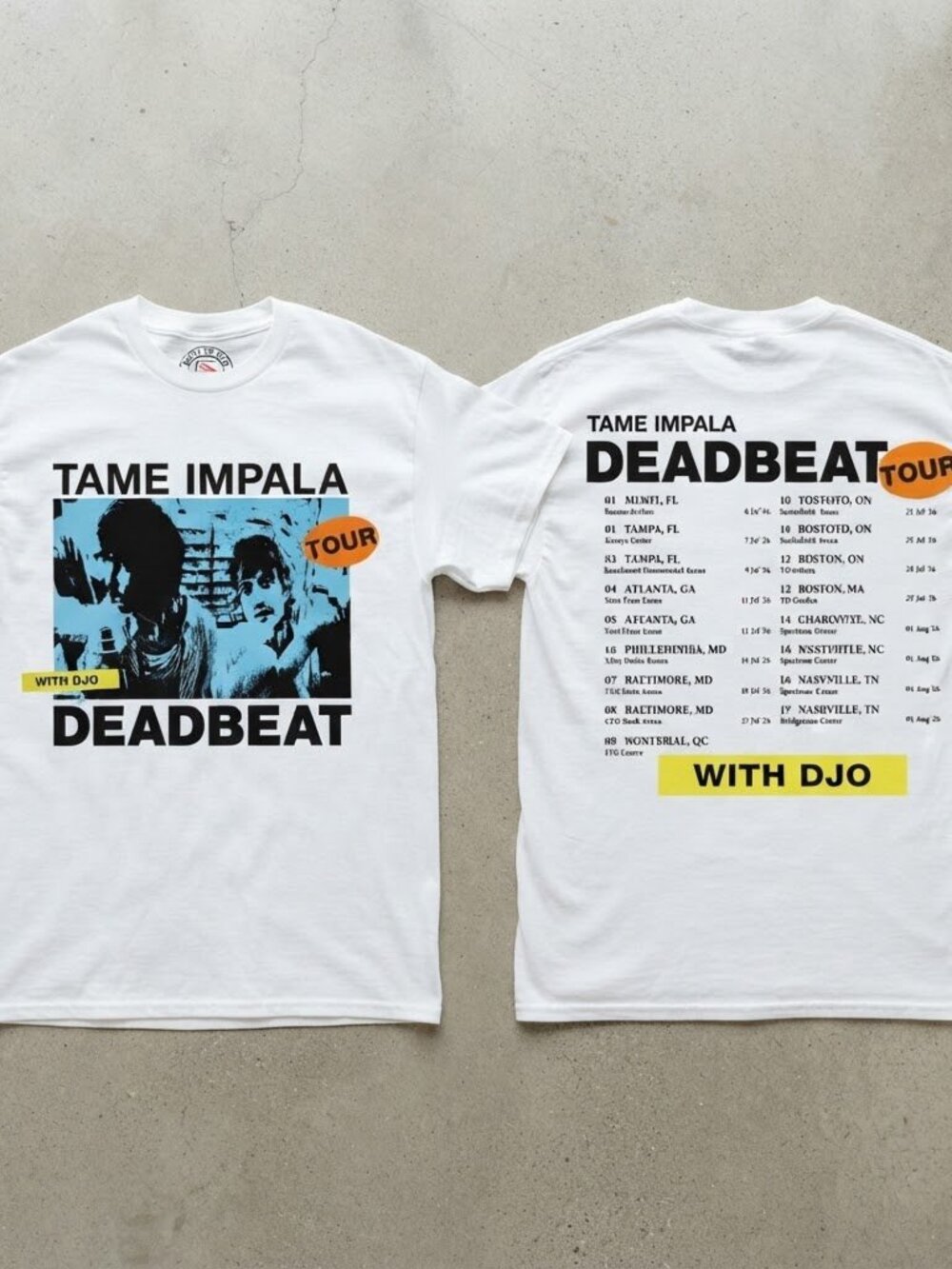 Tame Impala Deadbeat Tour 2026 With Djo White T-Shirt S-4XL
